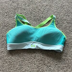 Under Armour Turquoise and Lime Light Support Sports Bra